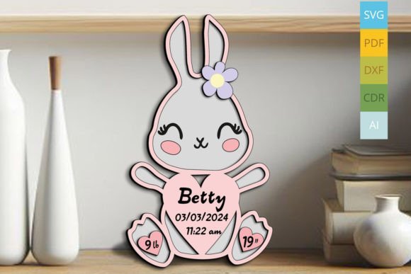 Letrero De Anuncio De Nacimiento De Conejito Creativo Digital